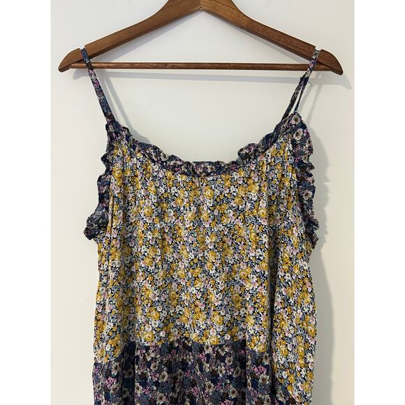 Natural Life L / XL Flowy Tiered Ruffle Dress Spaghetti Strap Dress 100% Rayon - Picture 2 of 8